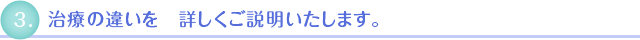 治療の違いを　詳しくご説明いたします。